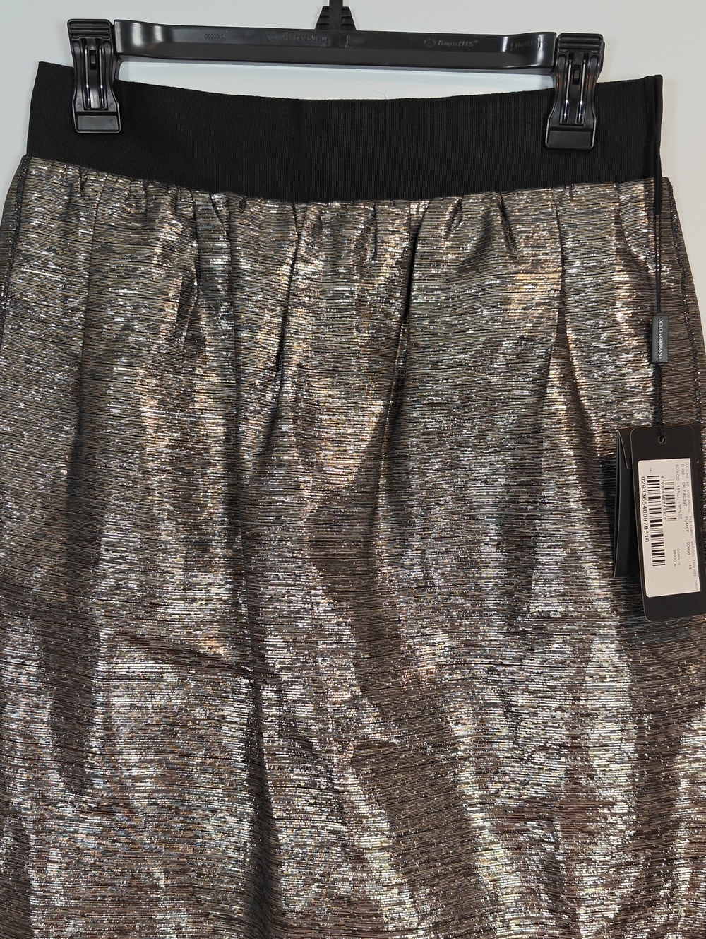 DOLCE & GABBANA NWT Designer Silver and Gold Metallic Silk Skirt Size 44 - Picture 6 of 16